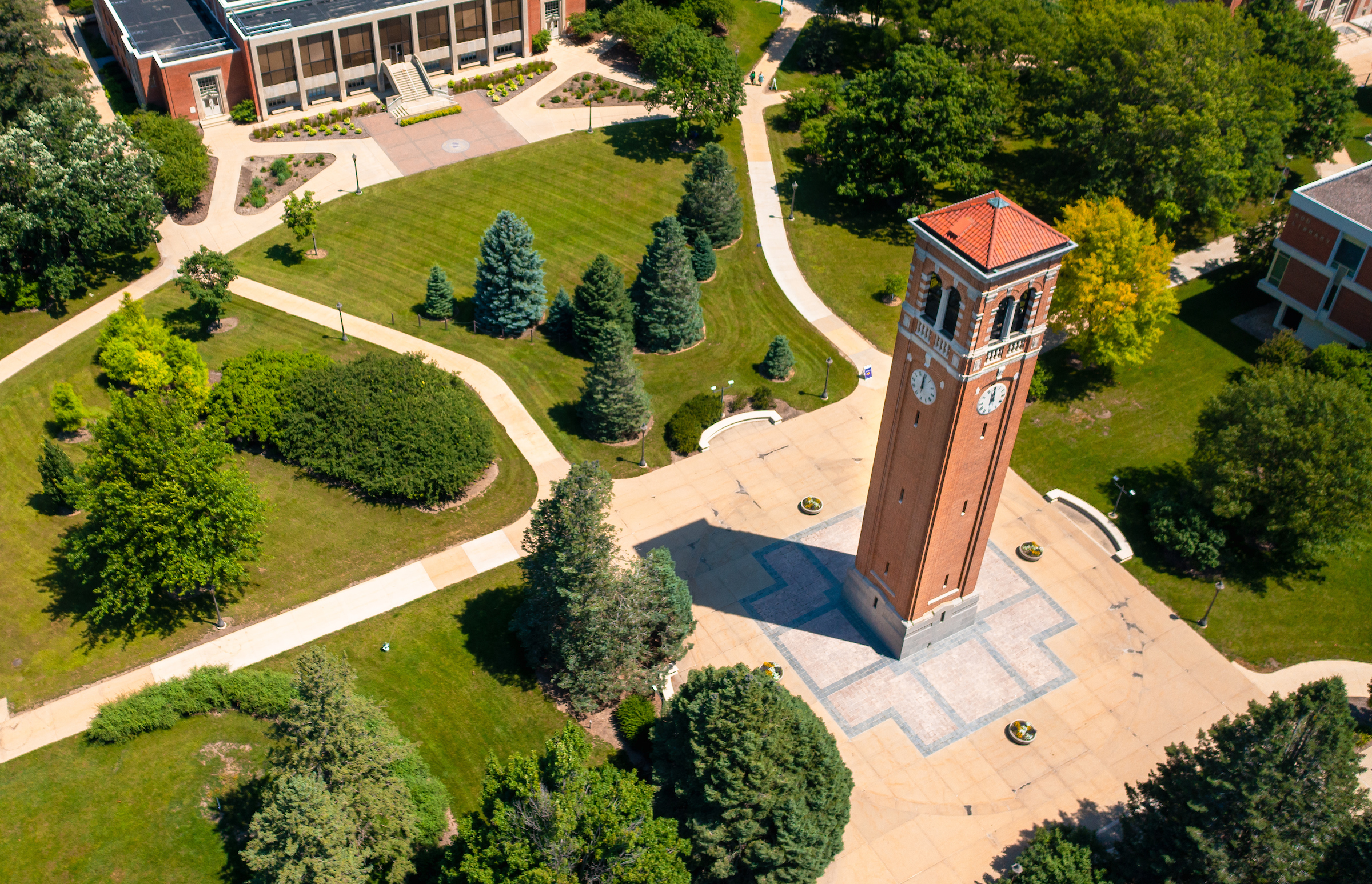 campanile centered on UNI campus