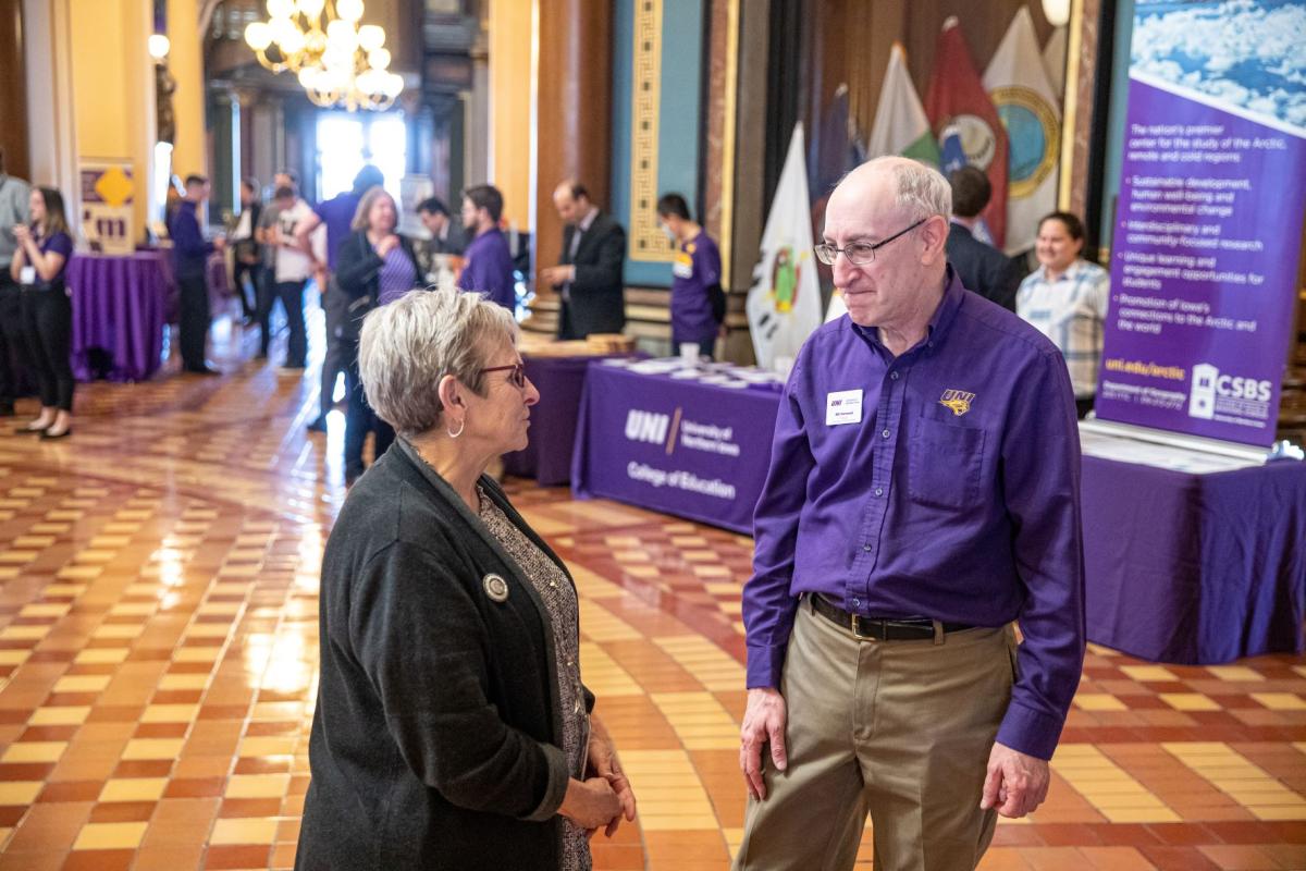 UNI Day at the Capitol: Representative Sue Cahill and UNI's Bill Harwood