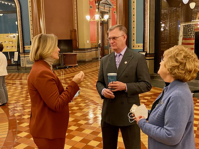 Senator Liz Mathis, UNI President Mark Nook and Senator Amanda Ragan