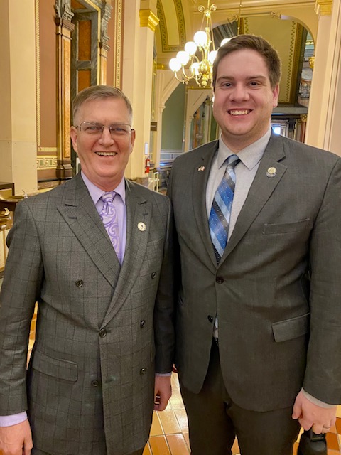 UNI President Mark Nook and Representative Garrett Gobble