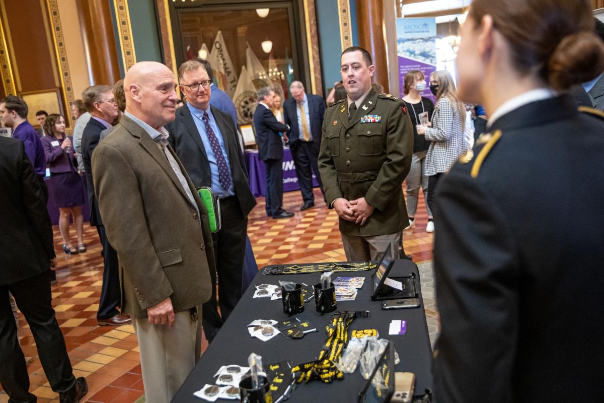 UNI Day at the Capitol: Representative Dave Jacoby visiting with UNI ROTC