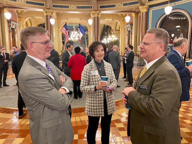 UNI President Mark Nook, Regent Nancy Dunkel and Representative Craig Johnson