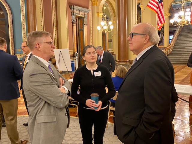 UNI President Mark Nook, UNI Interim Chief of Staff Oksana Grybovych Hafermann and Representative Gary Mohr