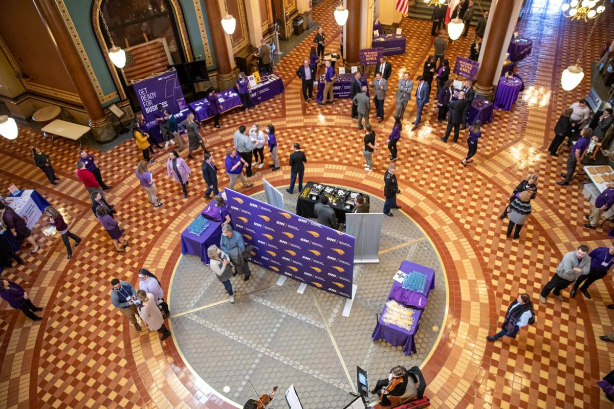 UNI Day at the Capitol: View from second floor balcony looking down to first floor